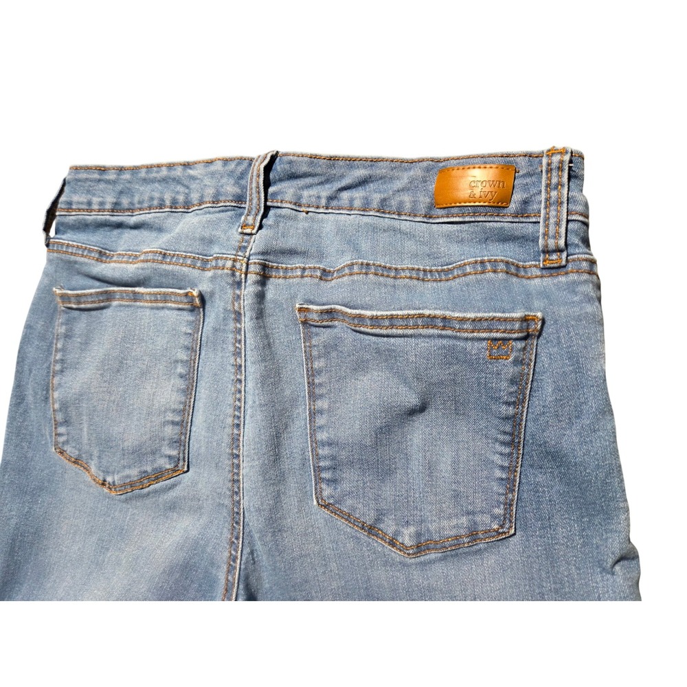 Crown & Ivy Womens Straight Leg Jeans Light Wash Blue Size 12 Stretch Denim - Picture 3 of 7